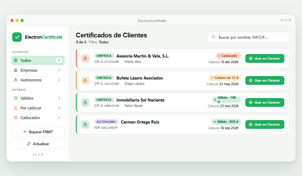 ElectronCertificate app